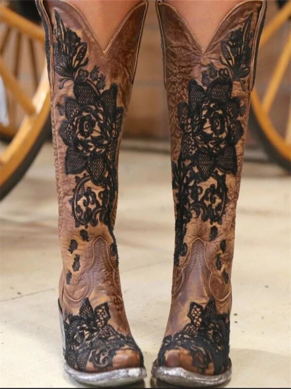 bottes femme de Cowboy pour femmes, bottes marron à la mode