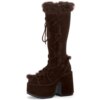 54235-fec370.jpg bottes femme en Fausse Fourrure pour Femme, Plateforme, Talons Hauts Épais