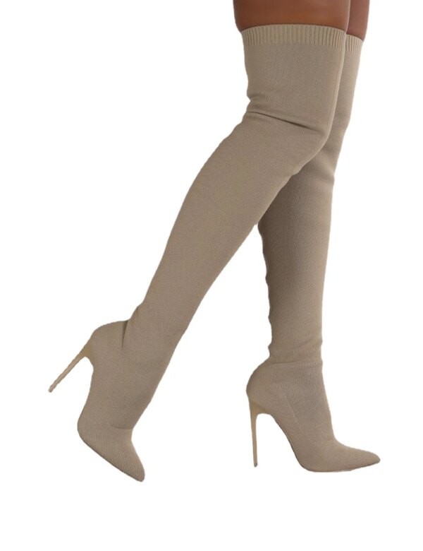bottes femme Cuissardes pointues à enfiler pour femmes