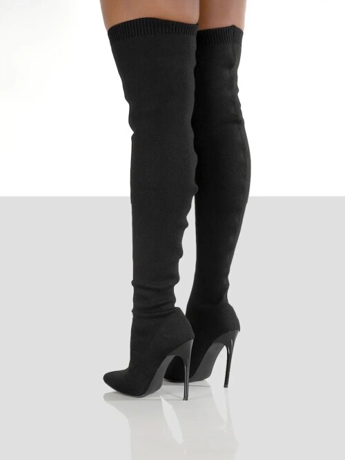 bottes femme Cuissardes pointues à enfiler pour femmes