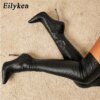 bottes femme noires Sexy au dessus du genou pour femmes, talons fins