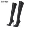 bottes femme noires Sexy au dessus du genou pour femmes, talons fins