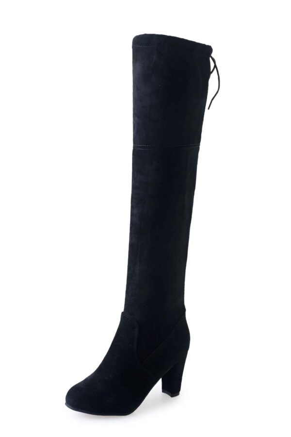 bottes femme longues en daim à lacets pour femmes, talons hauts sexy