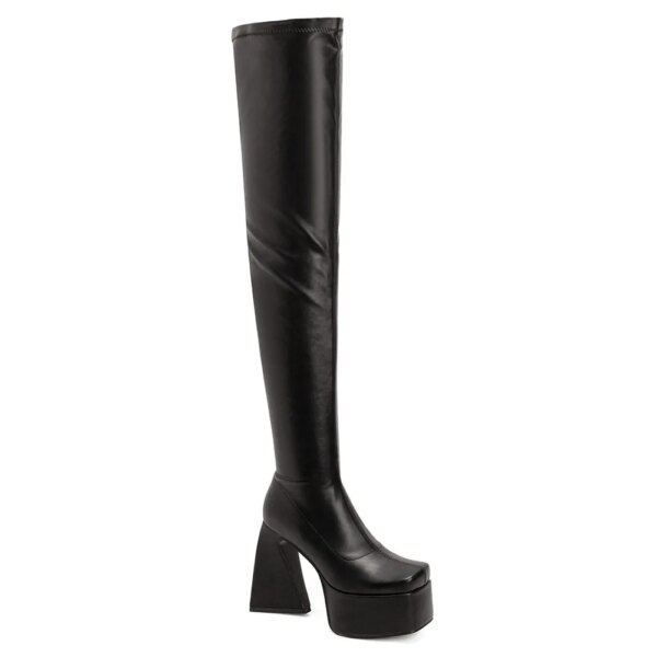 bottes femme à plateforme à talons hauts pour femmes, au-dessus du genou