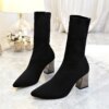bottes femme Chaussettes à Talons Carrés de 7cm pour Femme