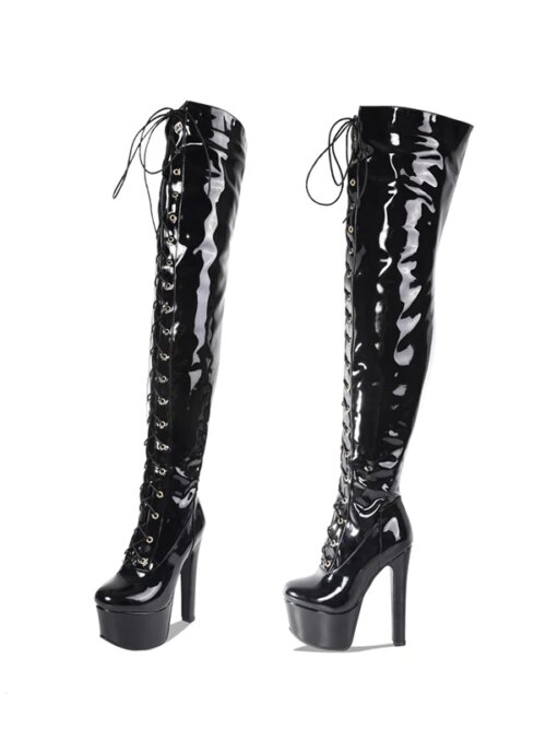 bottes femme Cuissardes hautes pour femmes, bottes à Double plateforme