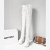 bottes femme Cuissardes hautes pour femmes, bottes à Double plateforme
