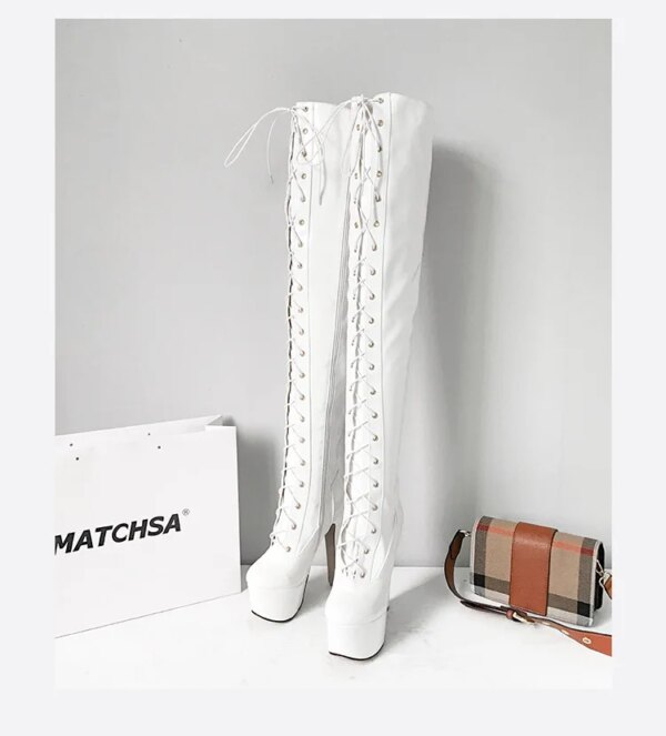 bottes femme Cuissardes hautes pour femmes, bottes à Double plateforme