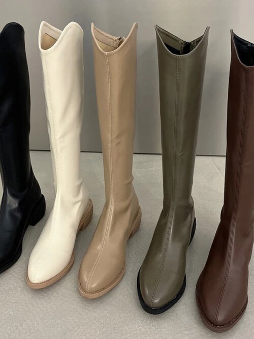 bottes femme au genou pointues pour femmes, escarpins à talons