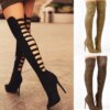 bottes femme longues noires sexy pour femmes, chaussures à talons d'automne