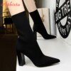 bottes femme Chaussettes à Talons Carrés de 7cm pour Femme