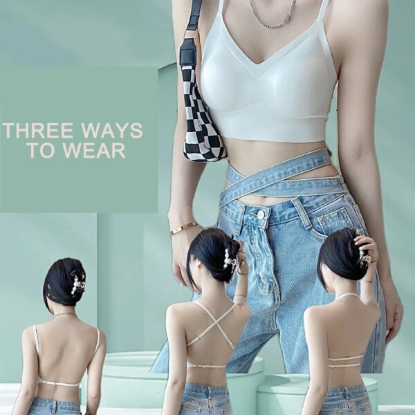 Soutien gorge Invisible dos nu sans armatures, sous-vêtements sans couture, dos nu