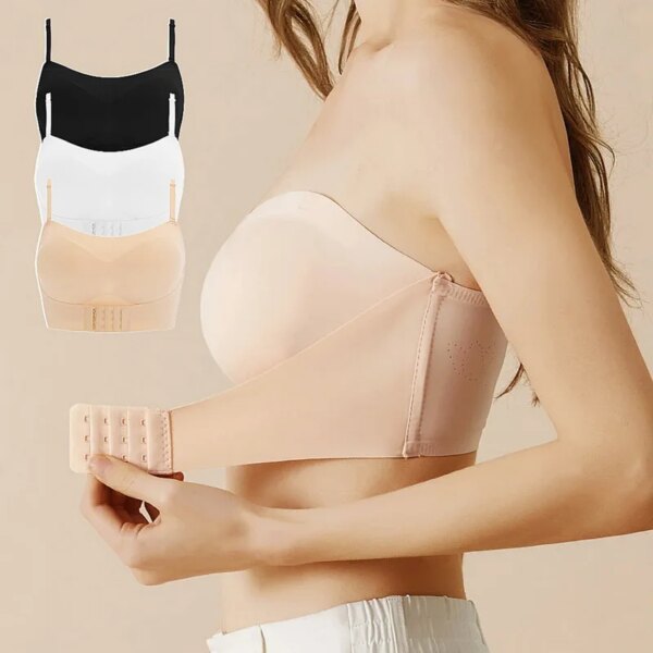 Soutien gorge invisible sans bretelles pour femmes, sans fil, push-up, antidérapant