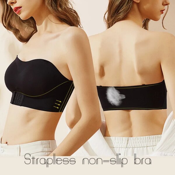 Soutien gorge invisible sans bretelles pour femmes, sans fil, push-up, antidérapant
