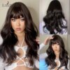 perruque femme de Cosplay synthétique ondulée Blonde cendrée avec frange naturelle