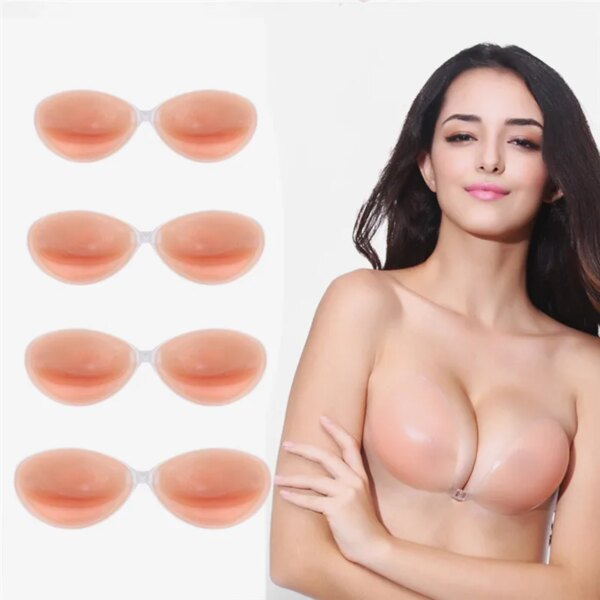 Soutien gorge invisible auto-adhésif en silicone pour femme, 1 paire