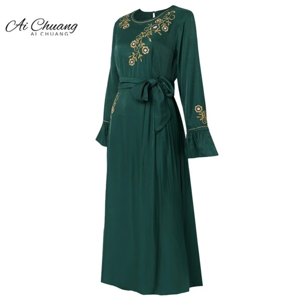 Élégant musulman parti longues robes femmes avec ceintures vêtements islamiques Abaya robes africaines Robe Musulman Djellaba Femme 2022 Factory Outlet