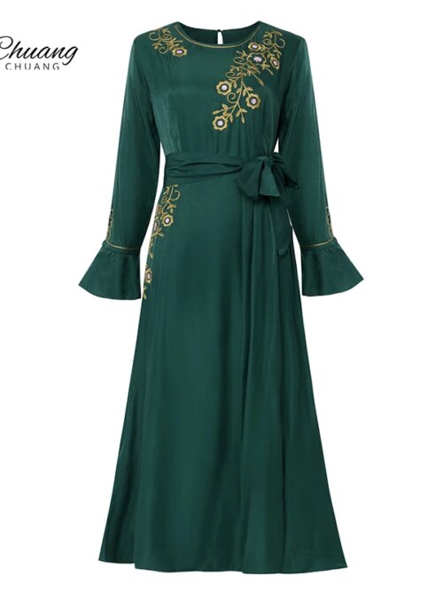 Élégant musulman parti longues robes femmes avec ceintures vêtements islamiques Abaya robes africaines Robe Musulman Djellaba Femme 2022 Factory Outlet