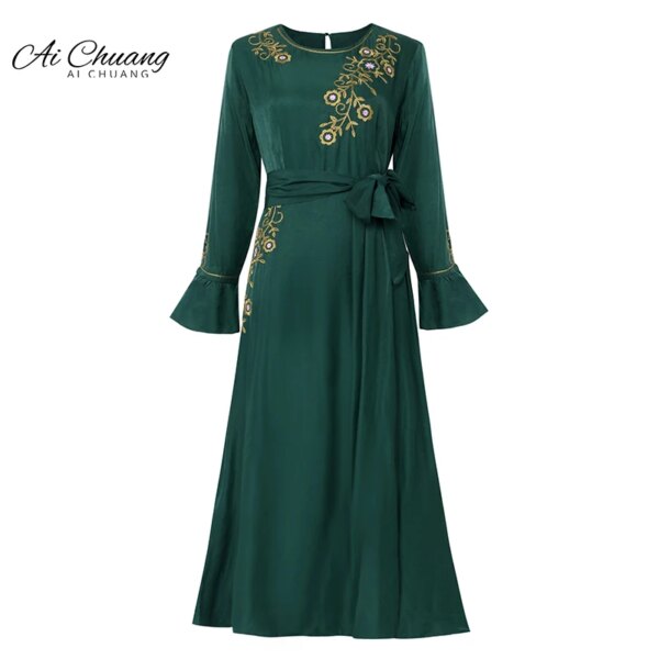 Élégant musulman parti longues robes femmes avec ceintures vêtements islamiques Abaya robes africaines Robe Musulman Djellaba Femme 2022 Factory Outlet