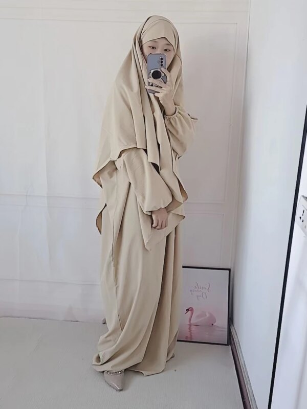 Vêtement de Prière Long pour Femme Musulmane, tiens imar, Ensemble 2 Pièces, Robe Abaya et Hijab, Couverture Complète, Ramadan Islamique, Kaftan, Jilbab, Djellaba