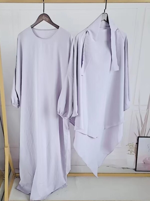 Vêtement de Prière Long pour Femme Musulmane, tiens imar, Ensemble 2 Pièces, Robe Abaya et Hijab, Couverture Complète, Ramadan Islamique, Kaftan, Jilbab, Djellaba