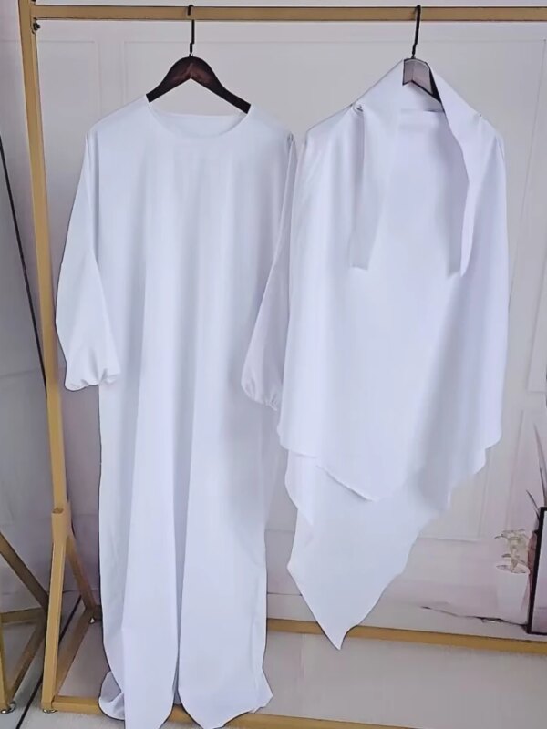 Vêtement de Prière Long pour Femme Musulmane, tiens imar, Ensemble 2 Pièces, Robe Abaya et Hijab, Couverture Complète, Ramadan Islamique, Kaftan, Jilbab, Djellaba
