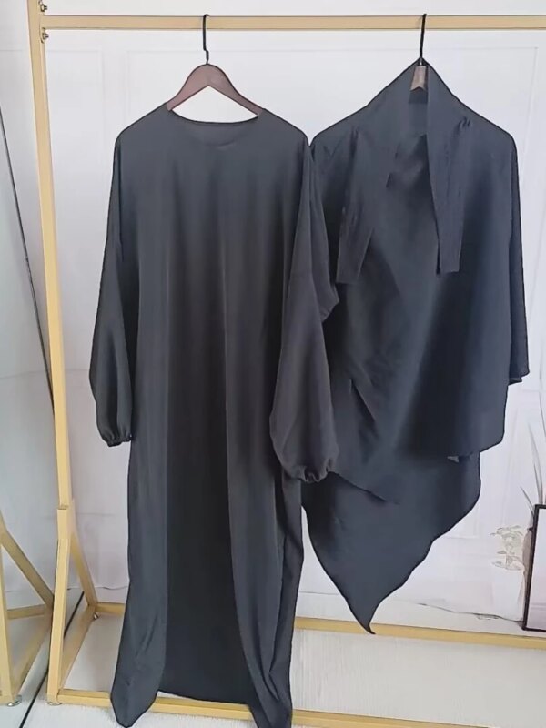 Vêtement de Prière Long pour Femme Musulmane, tiens imar, Ensemble 2 Pièces, Robe Abaya et Hijab, Couverture Complète, Ramadan Islamique, Kaftan, Jilbab, Djellaba