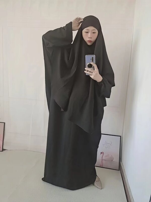 Vêtement de Prière Long pour Femme Musulmane, tiens imar, Ensemble 2 Pièces, Robe Abaya et Hijab, Couverture Complète, Ramadan Islamique, Kaftan, Jilbab, Djellaba