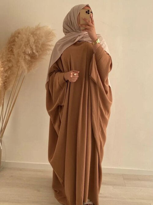 Robe de prière une pièce pour femmes, Ramadan, chauve-souris, Abaya, Dubaï, Nida, Hijab musulman