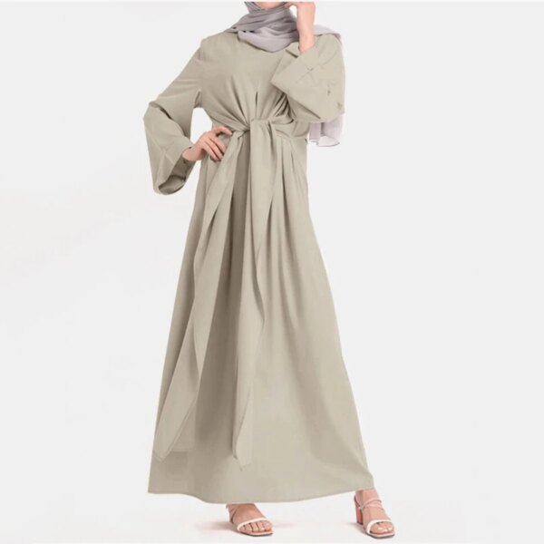 Robe Longue Hijab avec Ceinture pour Femme Musulmane, Vêtement Islamique Africain, Djellaba, Abaya, Mode