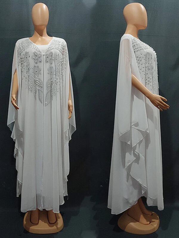 Abayas de Luxe en Mousseline de Soie pour Femme, Boubou, Robe Musulmane, Caftan Marocain, Djellaba pour ixde Mariage, 2025