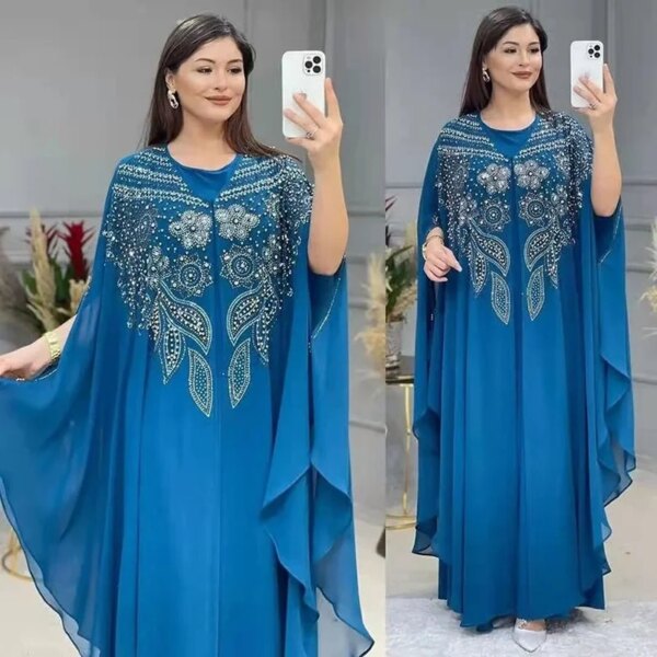 Abayas de Luxe en Mousseline de Soie pour Femme, Boubou, Robe Musulmane, Caftan Marocain, Djellaba pour ixde Mariage, 2025