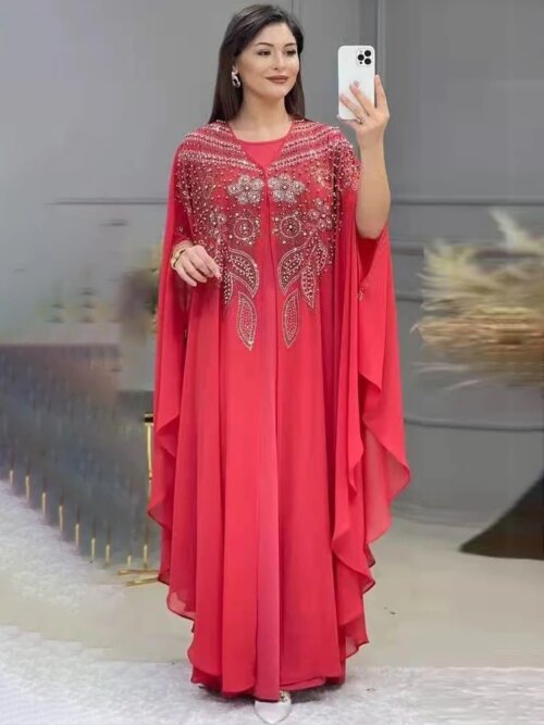 Abayas de Luxe en Mousseline de Soie pour Femme, Boubou, Robe Musulmane, Caftan Marocain, Djellaba pour ixde Mariage, 2022
