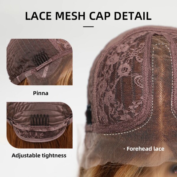 perruque Lace Front Wig synthétique lisse et longue, cheveux blancs blonds