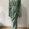 Robe Djellaba en Satin Doux et Soyeux pour Femme Musulmane, Abaya Brillante de Dubaï, Turquie, Ramadan, Eid, WY805