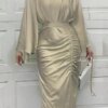 Robe Djellaba en Satin Doux et Soyeux pour Femme Musulmane, Abaya Brillante de Dubaï, Turquie, Ramadan, Eid, WY805