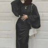 Robe Djellaba en Satin Doux et Soyeux pour Femme Musulmane, Abaya Brillante de Dubaï, Turquie, Ramadan, Eid, WY805