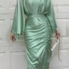 Robe Djellaba en Satin Doux et Soyeux pour Femme Musulmane, Abaya Brillante de Dubaï, Turquie, Ramadan, Eid, WY805