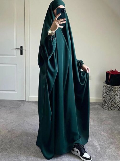 Abaya à Capuche pour Femme, Vêtement de Prière, Jilbab Musulman, Robe Longue, Djellaba, Dubaï, Turquie, Ramadan, Eid