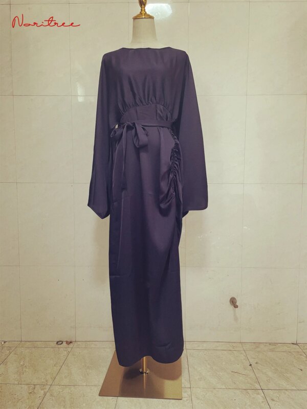 Robe Djellaba en Satin Doux et Soyeux pour Femme Musulmane, Abaya Brillante de Dubaï, Turquie, Ramadan, Eid, WY805