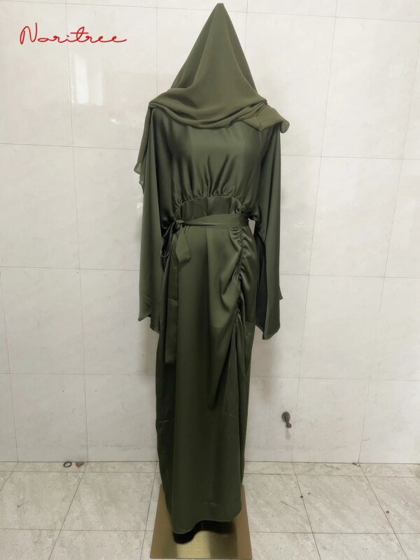 57260-c1b7f3.jpg Robe Djellaba en Satin Doux et Soyeux pour Femme Musulmane, Abaya Brillante de Dubaï, Turquie, Ramadan, Eid, WY805