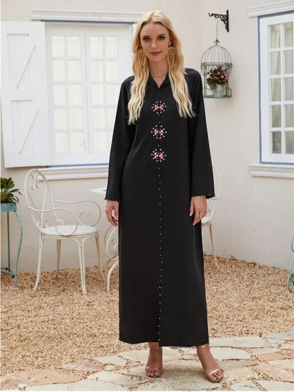 Abaya – Robe Hijab pour femmes, rose, musulmane, dubaï, turc, Islam, arabe, Caftan, Djellaba, robes africaines pour femmes