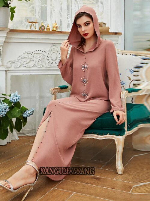 Abaya – Robe Hijab pour femmes, rose, musulmane, dubaï, turc, Islam, arabe, Caftan, Djellaba, robes africaines pour femmes