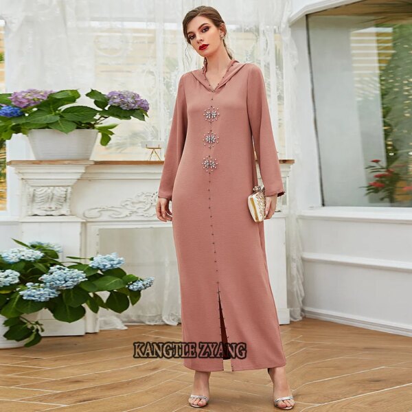 Abaya – Robe Hijab pour femmes, rose, musulmane, dubaï, turc, Islam, arabe, Caftan, Djellaba, robes africaines pour femmes