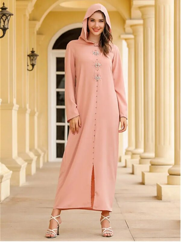 Abaya – Robe Hijab pour femmes, rose, musulmane, dubaï, turc, Islam, arabe, Caftan, Djellaba, robes africaines pour femmes