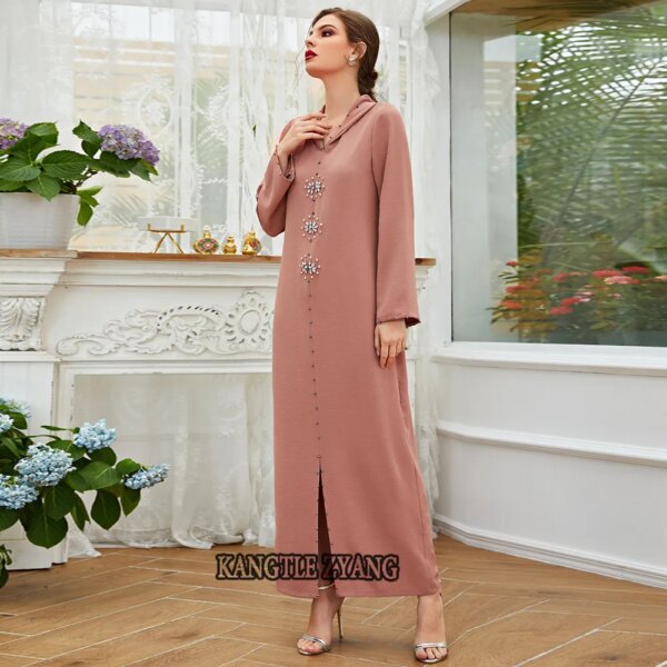 Abaya – Robe Hijab pour femmes, rose, musulmane, dubaï, turc, Islam, arabe, Caftan, Djellaba, robes africaines pour femmes