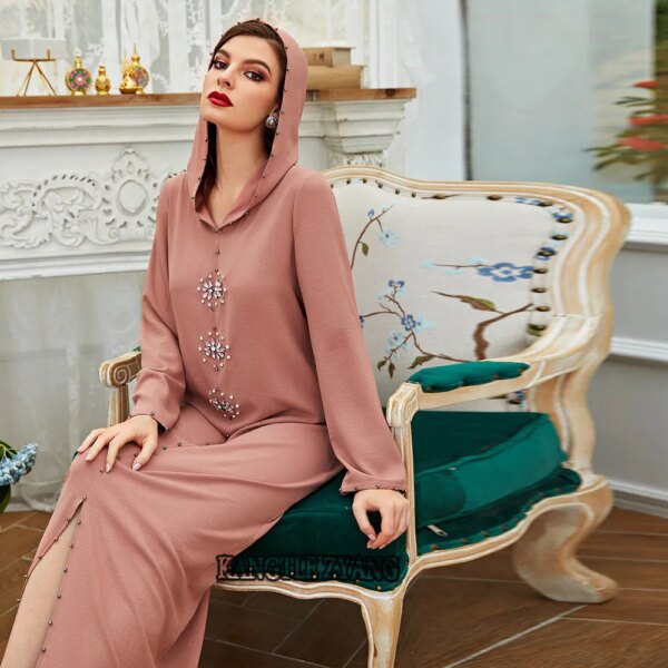 Abaya – Robe Hijab pour femmes, rose, musulmane, dubaï, turc, Islam, arabe, Caftan, Djellaba, robes africaines pour femmes