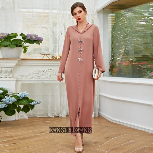 Abaya – Robe Hijab pour femmes, rose, musulmane, dubaï, turc, Islam, arabe, Caftan, Djellaba, robes africaines pour femmes