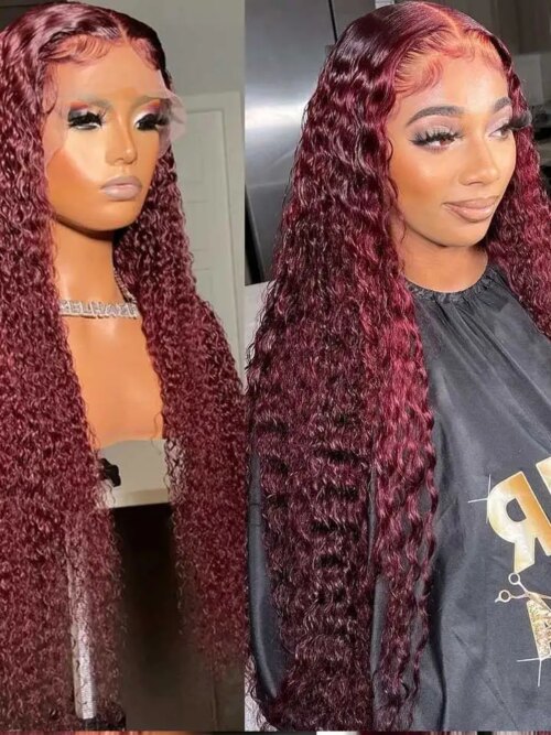 perruque femme Lace Frontal Wig Deep Wave brésilienne Remy