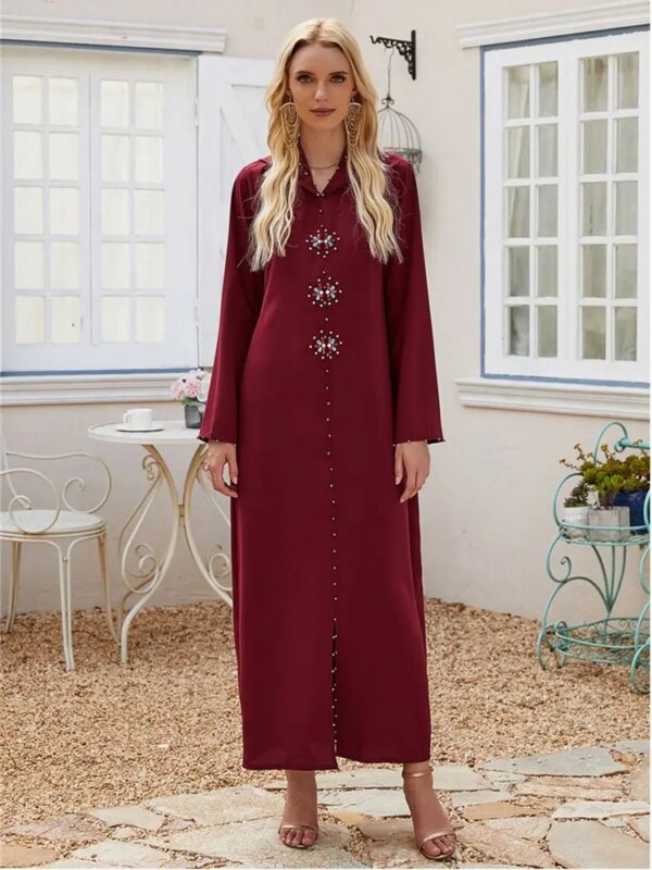 Abaya – Robe Hijab pour femmes, rose, musulmane, dubaï, turc, Islam, arabe, Caftan, Djellaba, robes africaines pour femmes